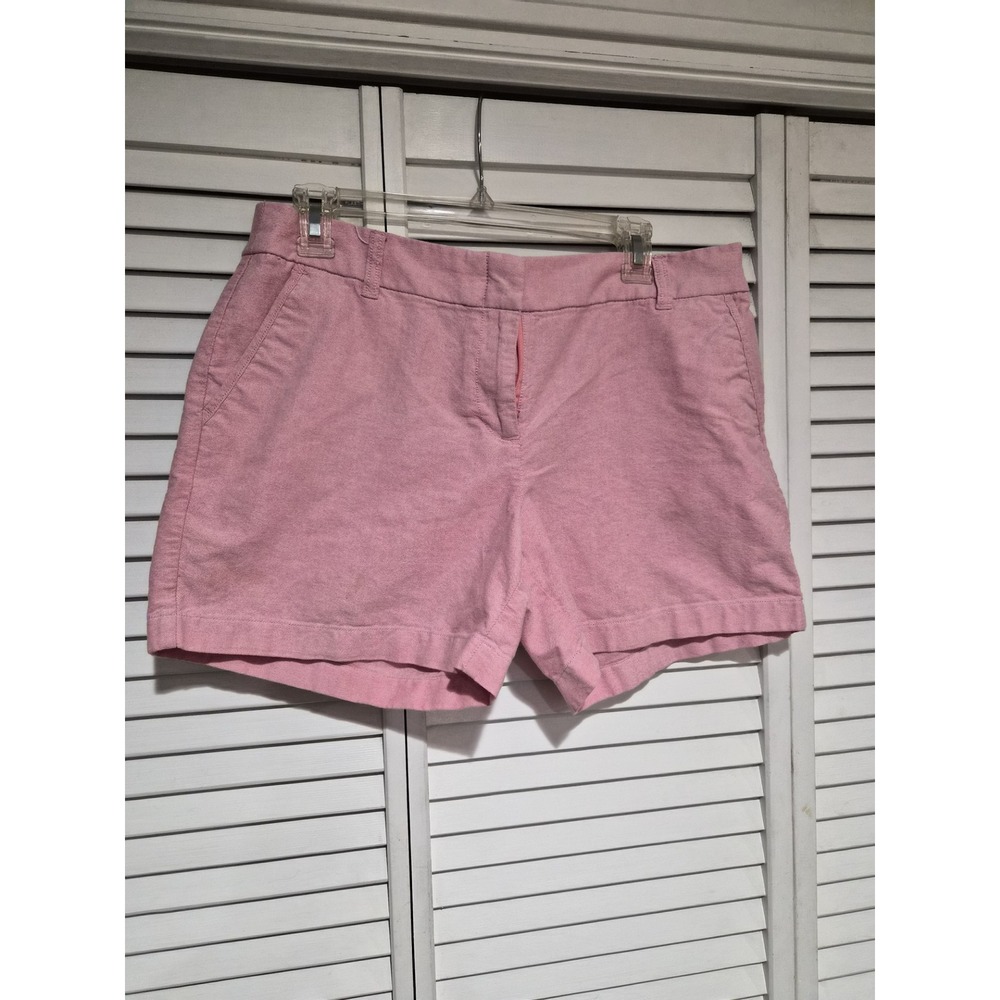 J. Crew Women's Pink Oxford Cotton Chino Mid Rise Shorts Size 10